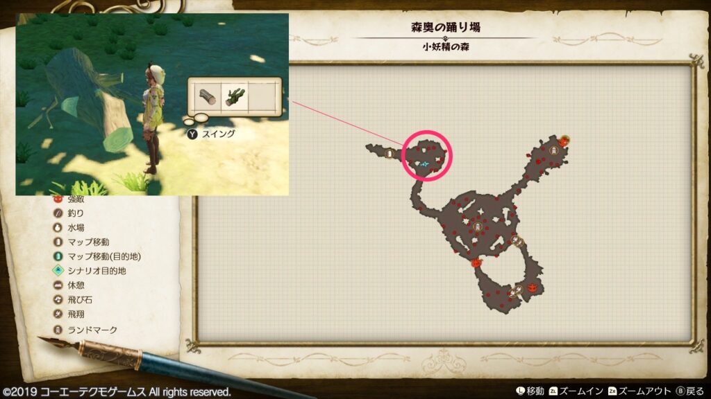 苔むした流木の採取場所_森奥の踊り場