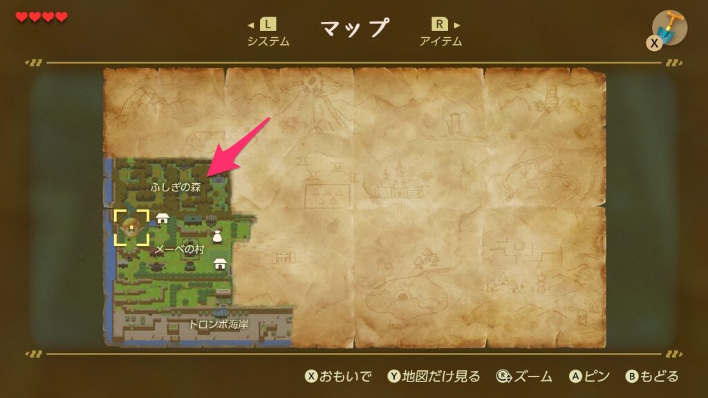 ふしぎの森の場所（マップ）