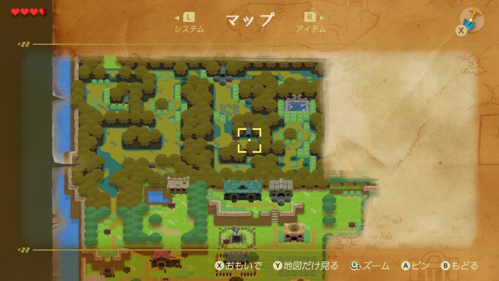 ふしぎの森の洞窟（中央）の場所（マップ）