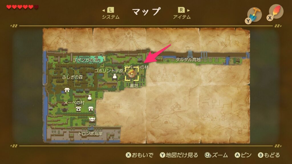 タバールの林の場所（マップ）